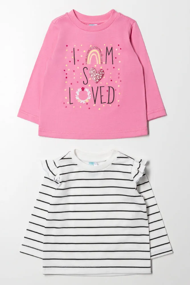 2 Pack T-Shirts Pink And White