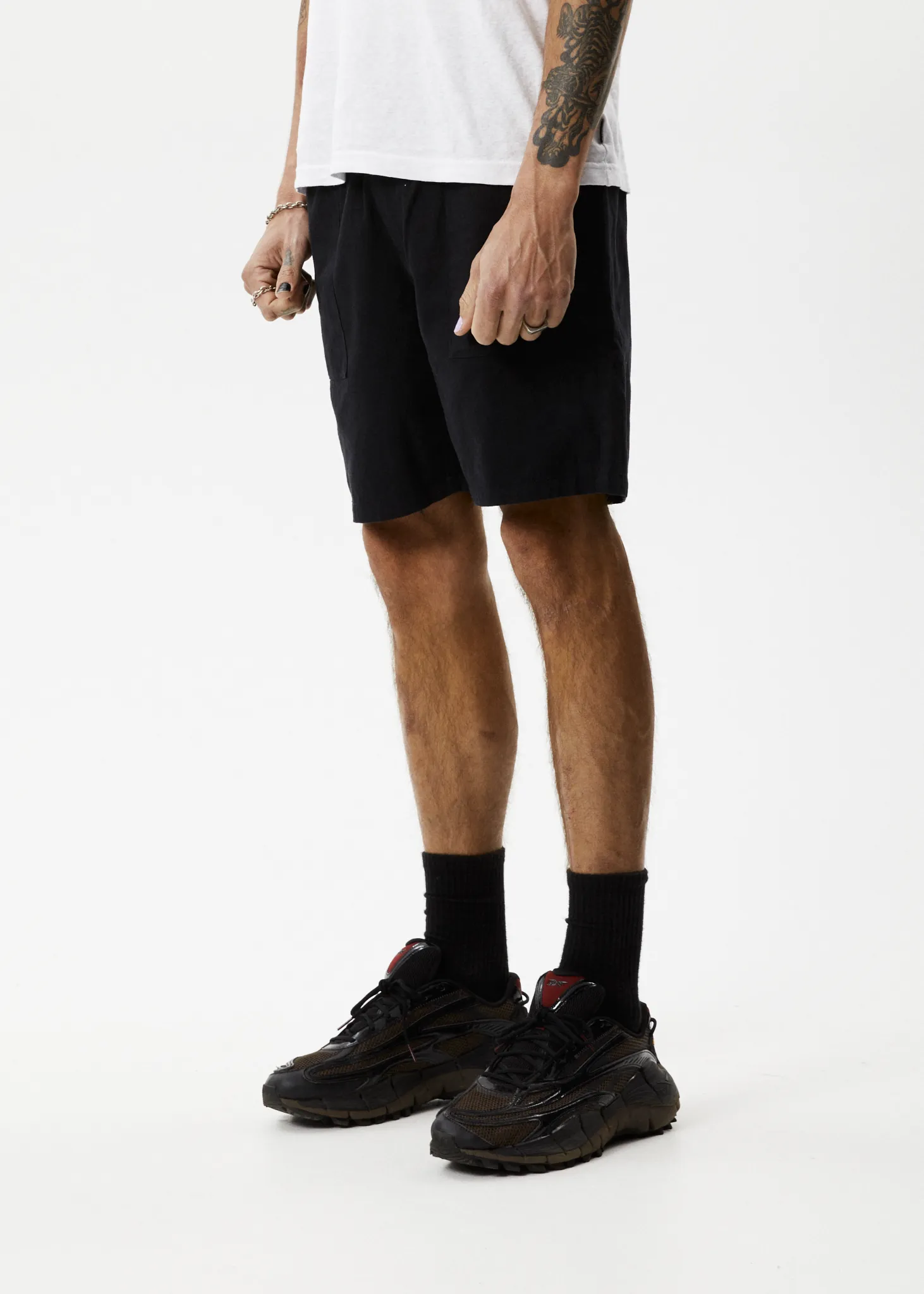 AFENDS Mens Cabal - Elastic Waist Technical Short - Black