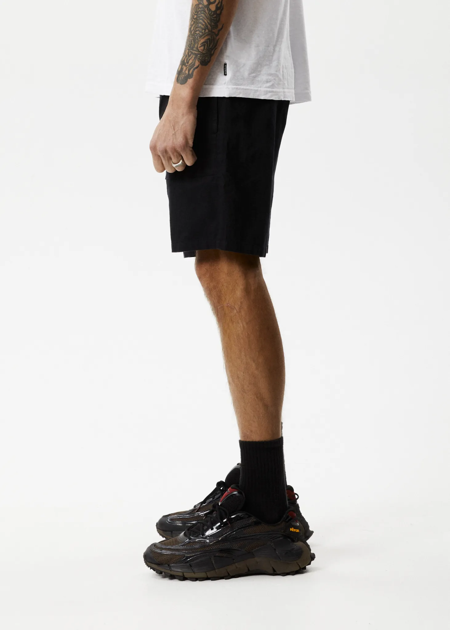 AFENDS Mens Cabal - Elastic Waist Technical Short - Black