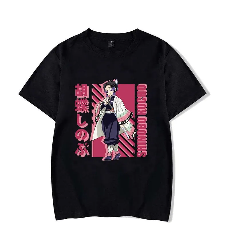 Anime Demon Slayer Kochou Shinobu Printed T-Shirts Casual Short Sleeve