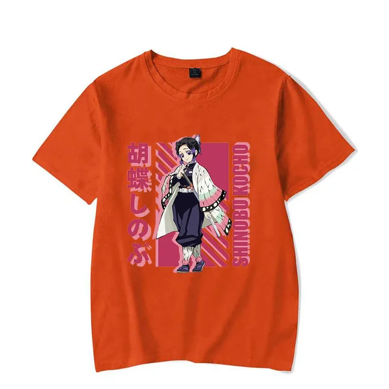 Anime Demon Slayer Kochou Shinobu Printed T-Shirts Casual Short Sleeve