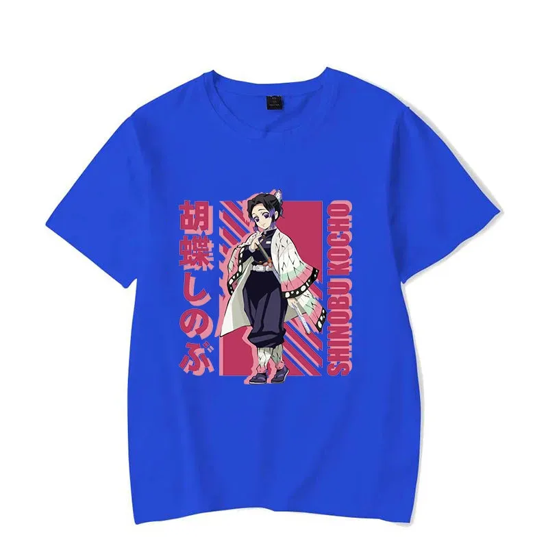 Anime Demon Slayer Kochou Shinobu Printed T-Shirts Casual Short Sleeve