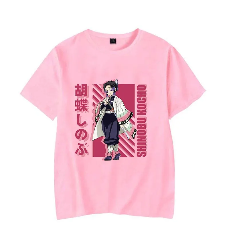 Anime Demon Slayer Kochou Shinobu Printed T-Shirts Casual Short Sleeve
