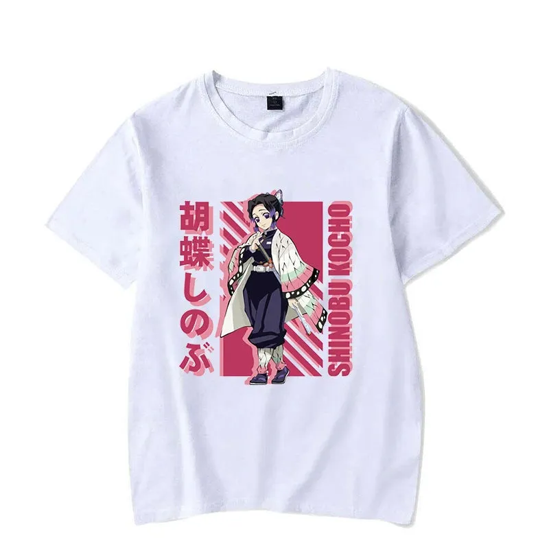 Anime Demon Slayer Kochou Shinobu Printed T-Shirts Casual Short Sleeve