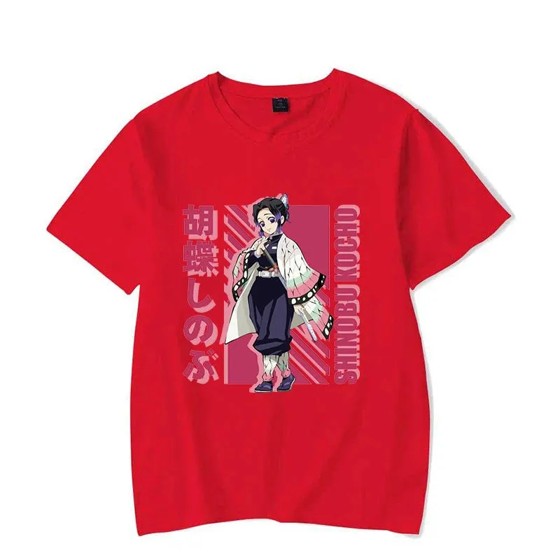 Anime Demon Slayer Kochou Shinobu Printed T-Shirts Casual Short Sleeve