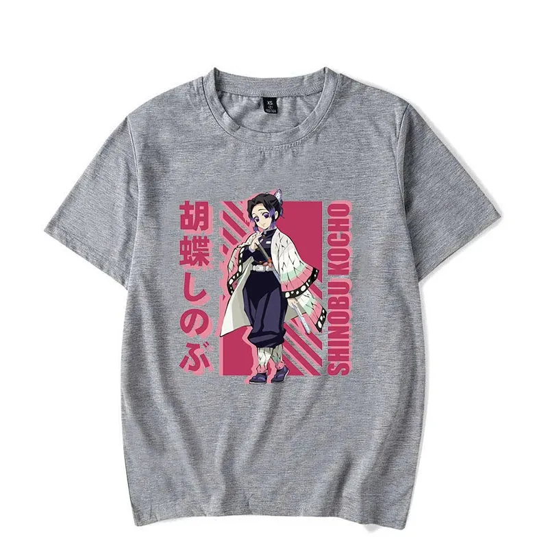 Anime Demon Slayer Kochou Shinobu Printed T-Shirts Casual Short Sleeve