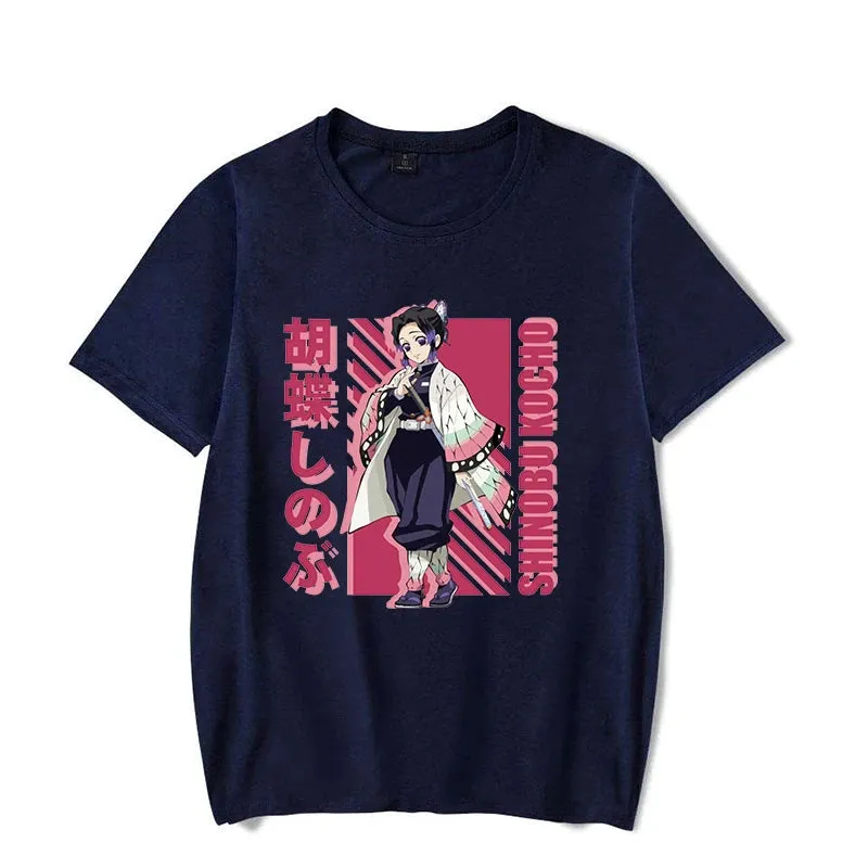 Anime Demon Slayer Kochou Shinobu Printed T-Shirts Casual Short Sleeve