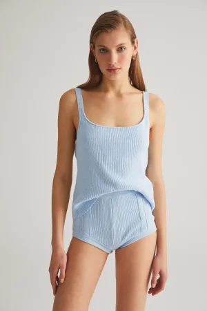Baby Blue Cotton Mini Shorts