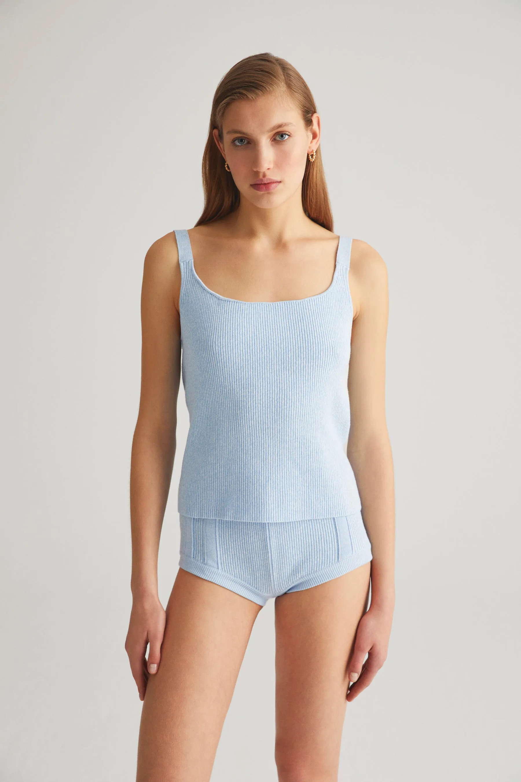 Baby Blue Cotton Mini Shorts
