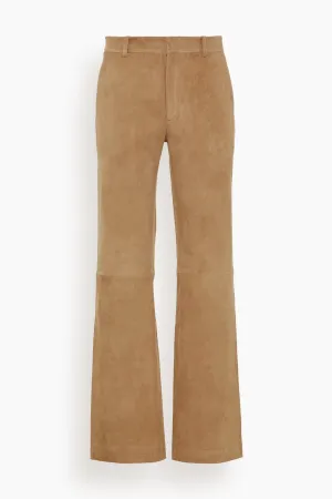 Baggy Lowrise Suede Trousers in Sand