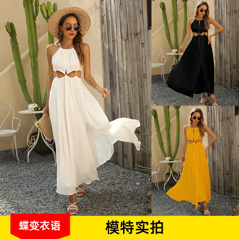 Beach Vacation Must-Have: Split-Front Backless Chiffon Dress