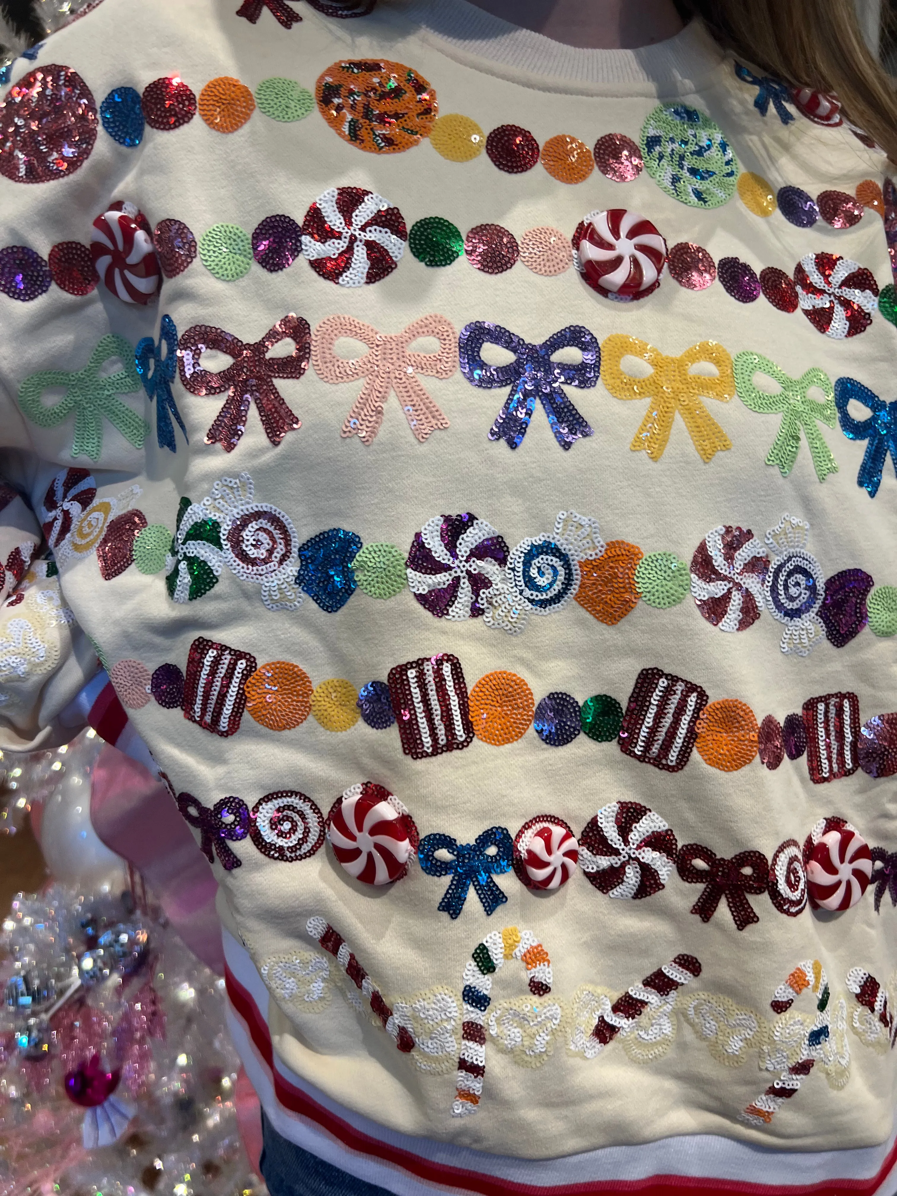 Beige Candy Garland Sweashirt