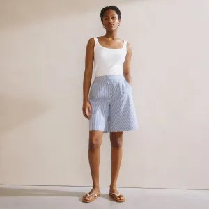 Blue Ticking Stripe Bermuda Shorts