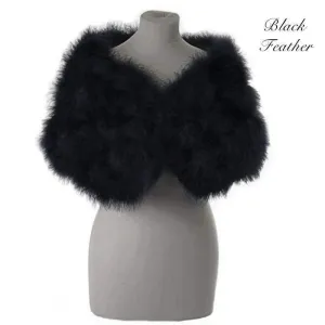 Brides Black Marabou Feather Wrap, Vintage Shrug, Stole 1482