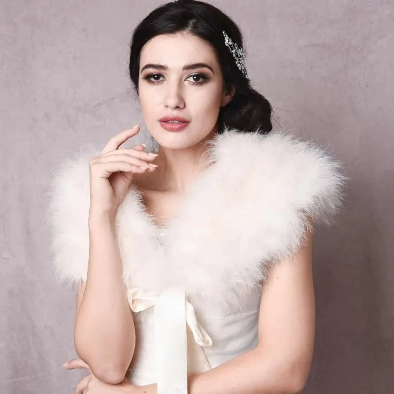 Brides Ivory Vintage Inspired Marabou Feather Stole, Shrug, Wrap 6092