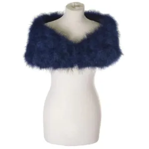 Brides Navy Blue Vintage Inspired Marabou Feather Stole, Shrug, Wrap 1417