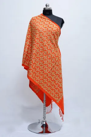 Bright Red Colour Wrap With All Over jaal And Touch Of Swarovski A Sure to Give You Warm Look.