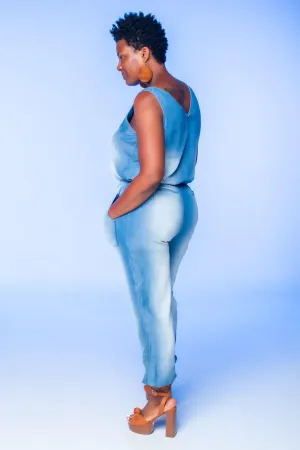 Chambray Sleeveless Jumpsuit
