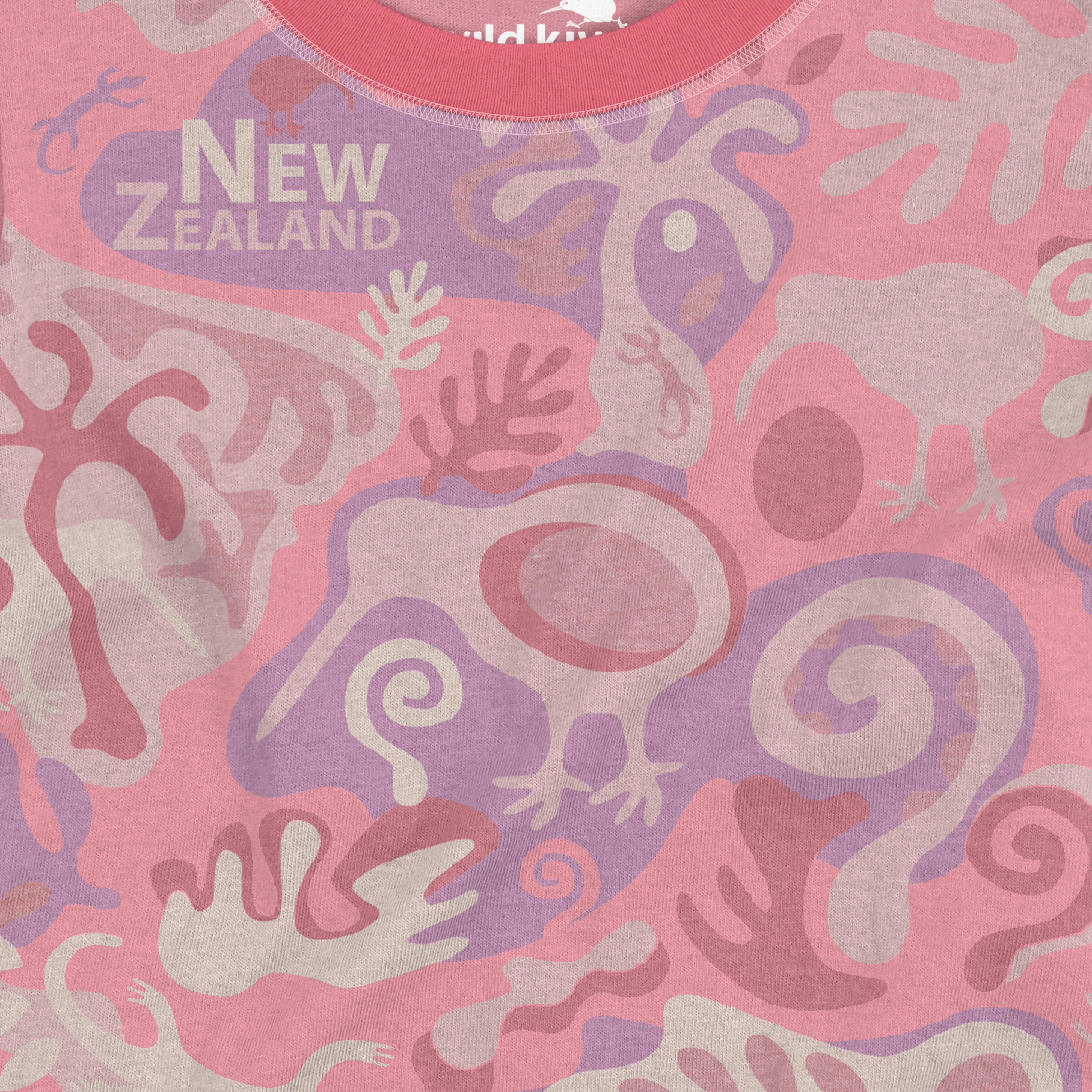Childrens New Zealand T Shirt - Pink Camo