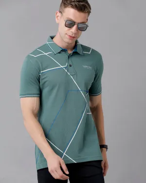 Classic Polo Men's Cotton Printed Half Sleeve Slim Fit Polo Neck Green Color T-Shirt | Prm - 704 B