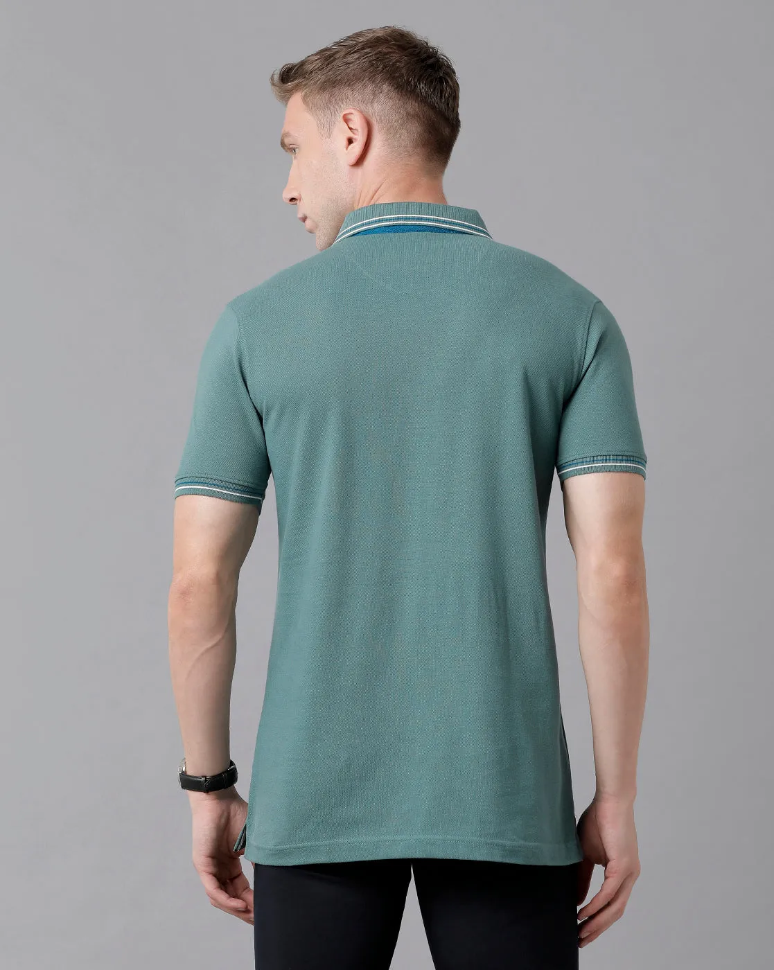 Classic Polo Men's Cotton Printed Half Sleeve Slim Fit Polo Neck Green Color T-Shirt | Prm - 704 B