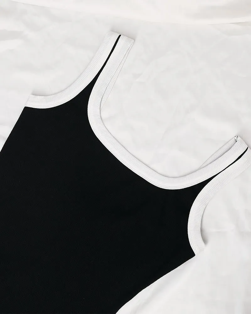 Contrast Binding Sleeveless Skinny Romper