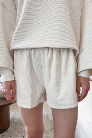 Cosette Lightweight Ribbed Shorts in Ivory
