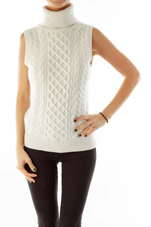 Cream Cashmere Sleeveless Turtleneck