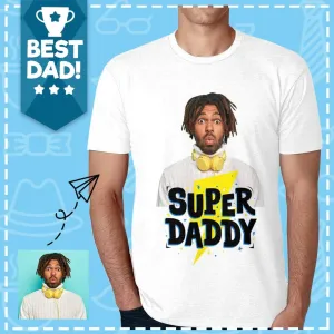 Custom Shirts with Photo Super Daddy Personalized Men's All Over Print T-shirt for Father's Day