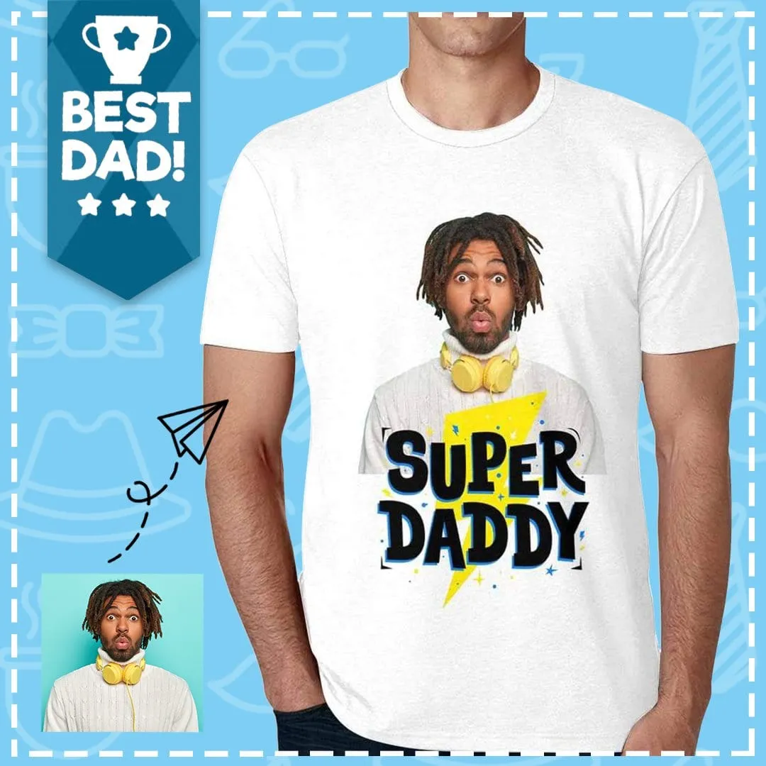 Custom Shirts with Photo Super Daddy Personalized Men's All Over Print T-shirt for Father's Day