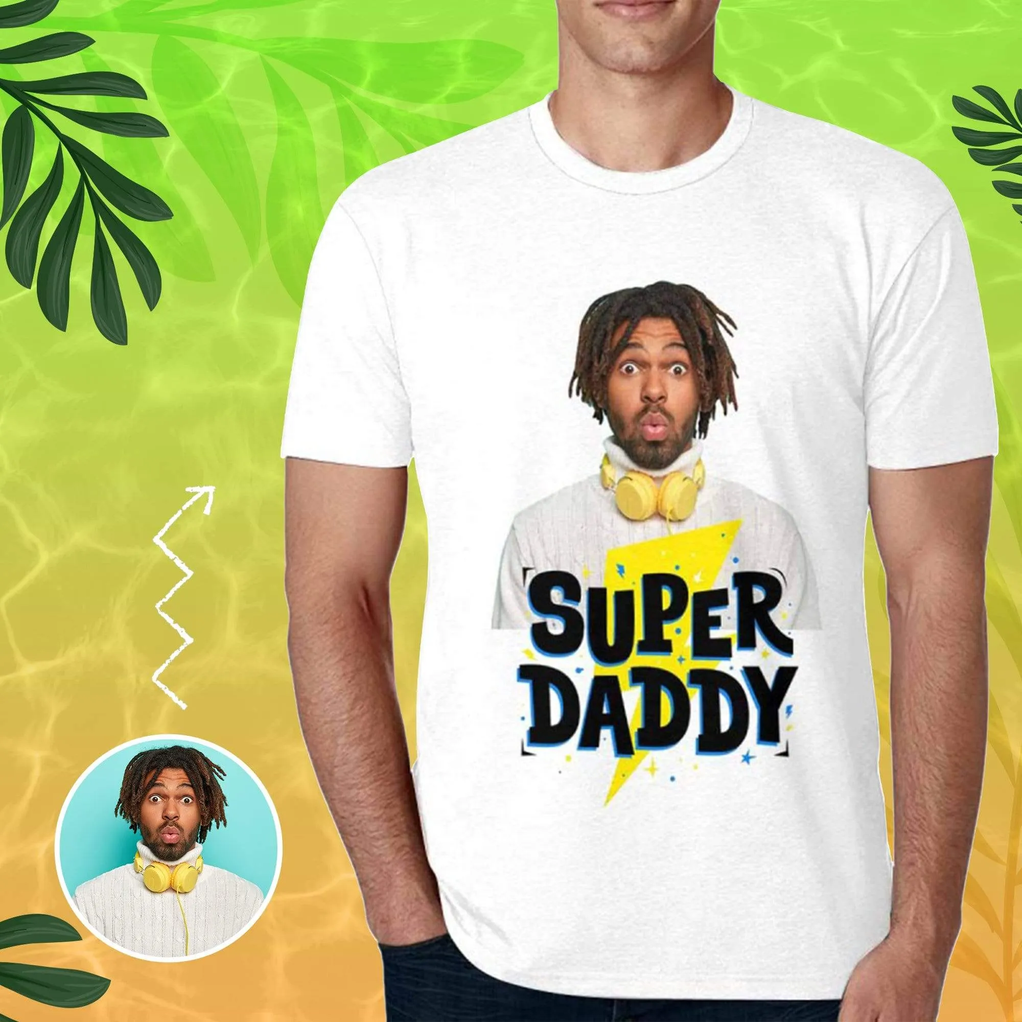 Custom Shirts with Photo Super Daddy Personalized Men's All Over Print T-shirt for Father's Day