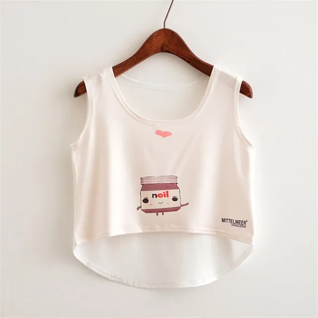 Cute Food Printed Harajuku Crop Top Shirt