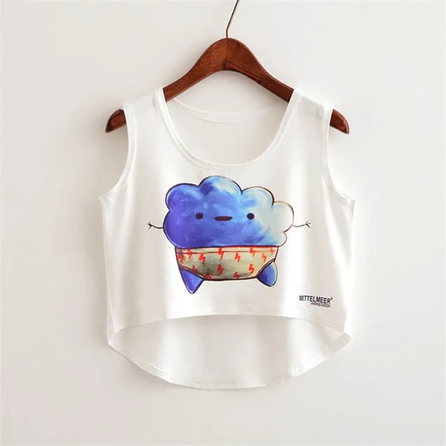 Cute Food Printed Harajuku Crop Top Shirt