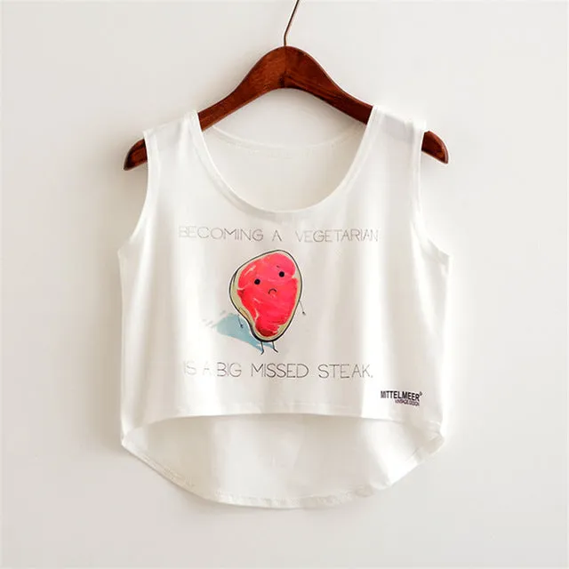 Cute Food Printed Harajuku Crop Top Shirt