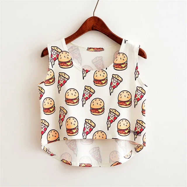 Cute Food Printed Harajuku Crop Top Shirt