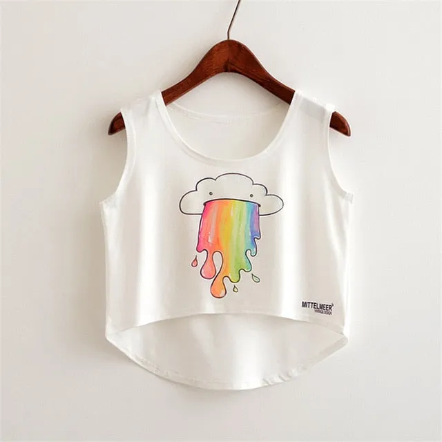 Cute Food Printed Harajuku Crop Top Shirt