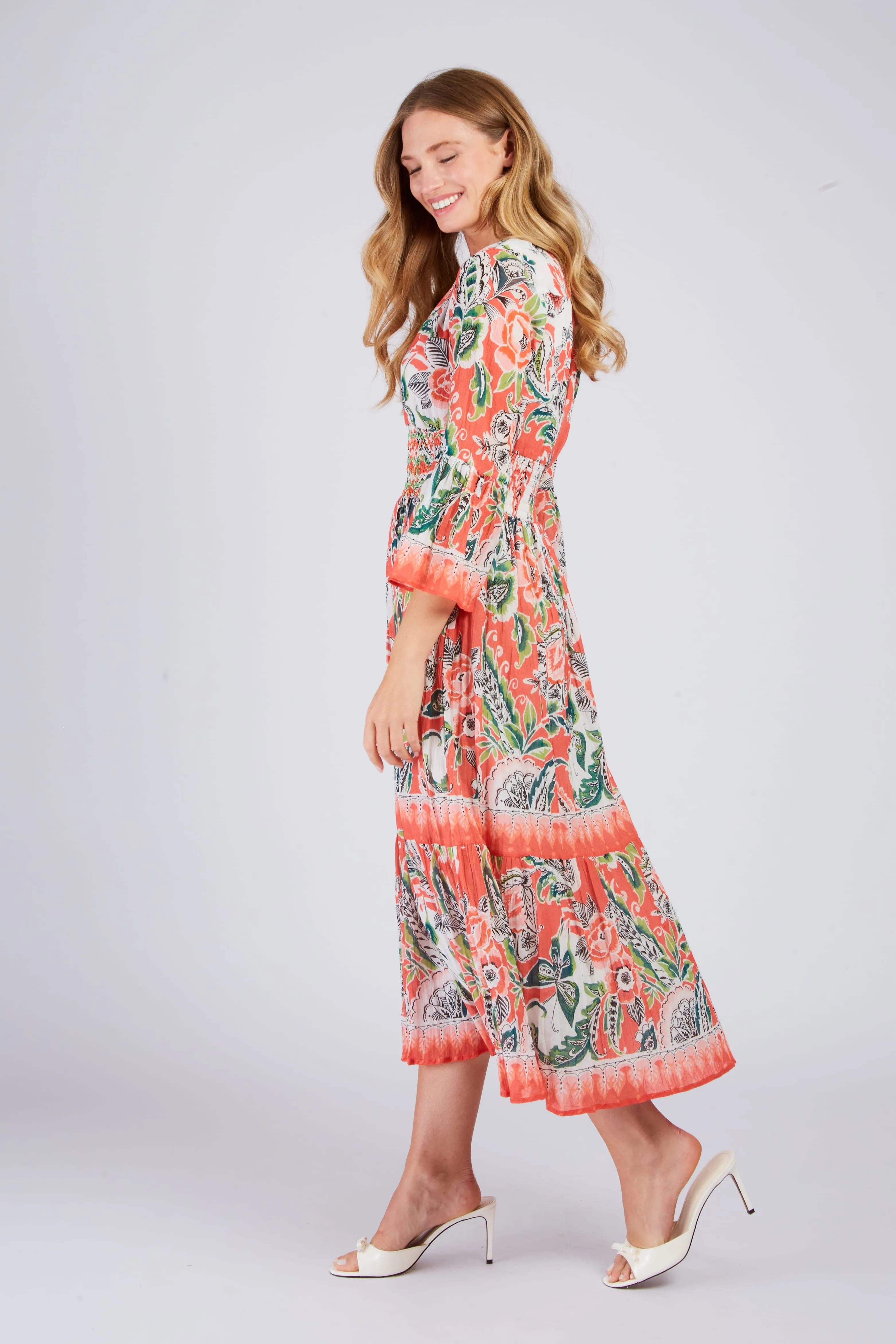 Derhy Floral Chiffon Pleat Dress