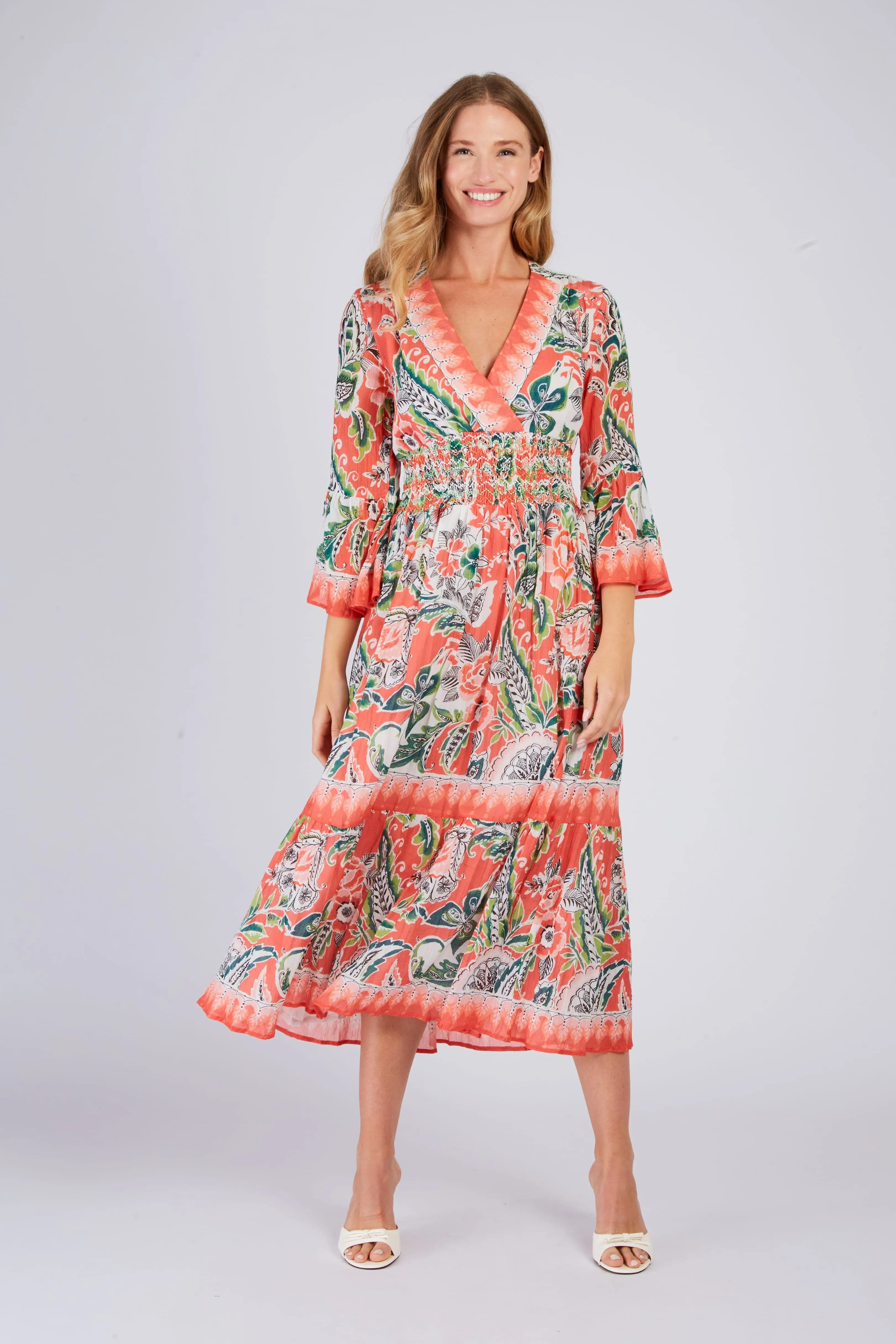 Derhy Floral Chiffon Pleat Dress