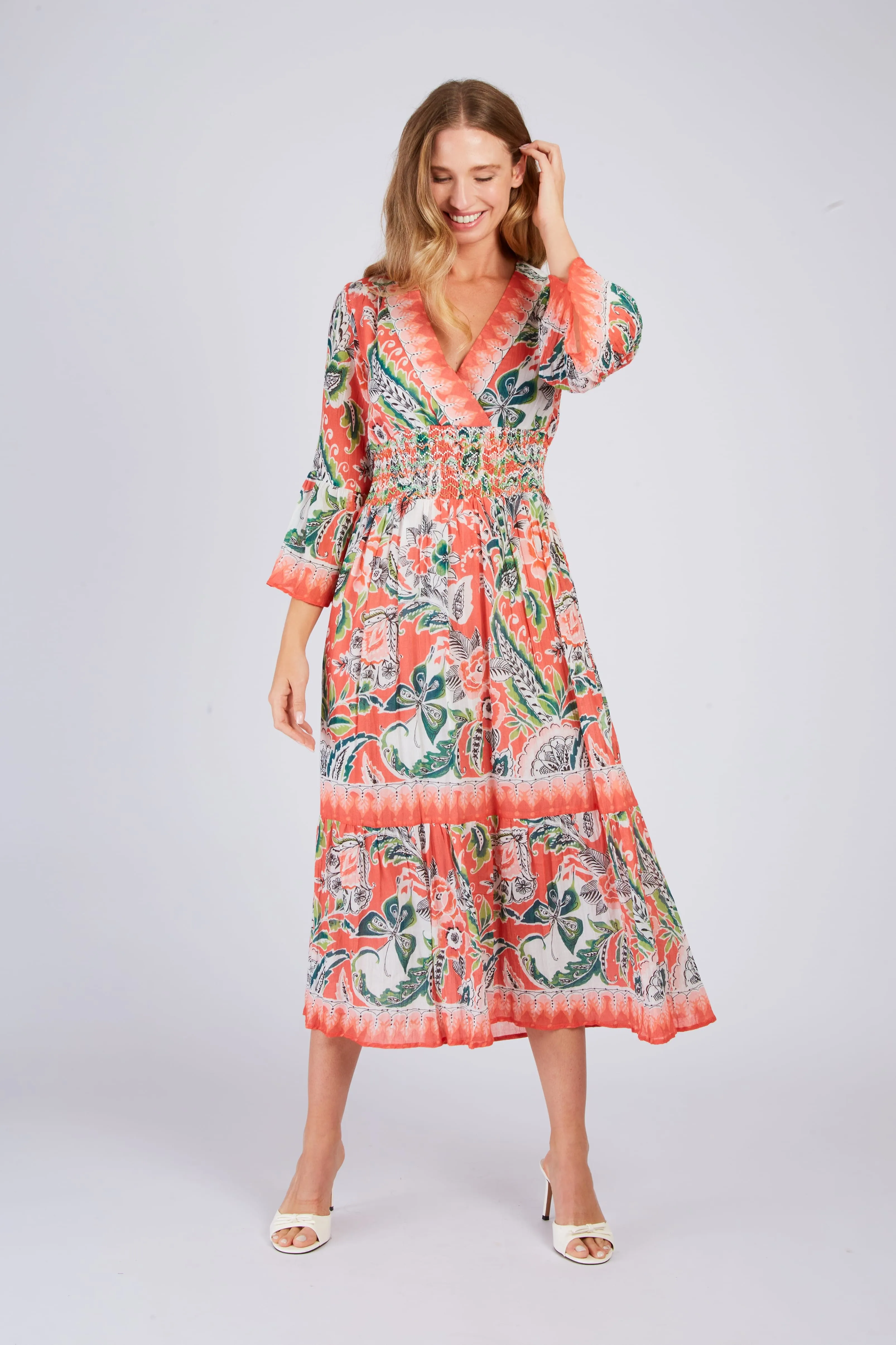 Derhy Floral Chiffon Pleat Dress