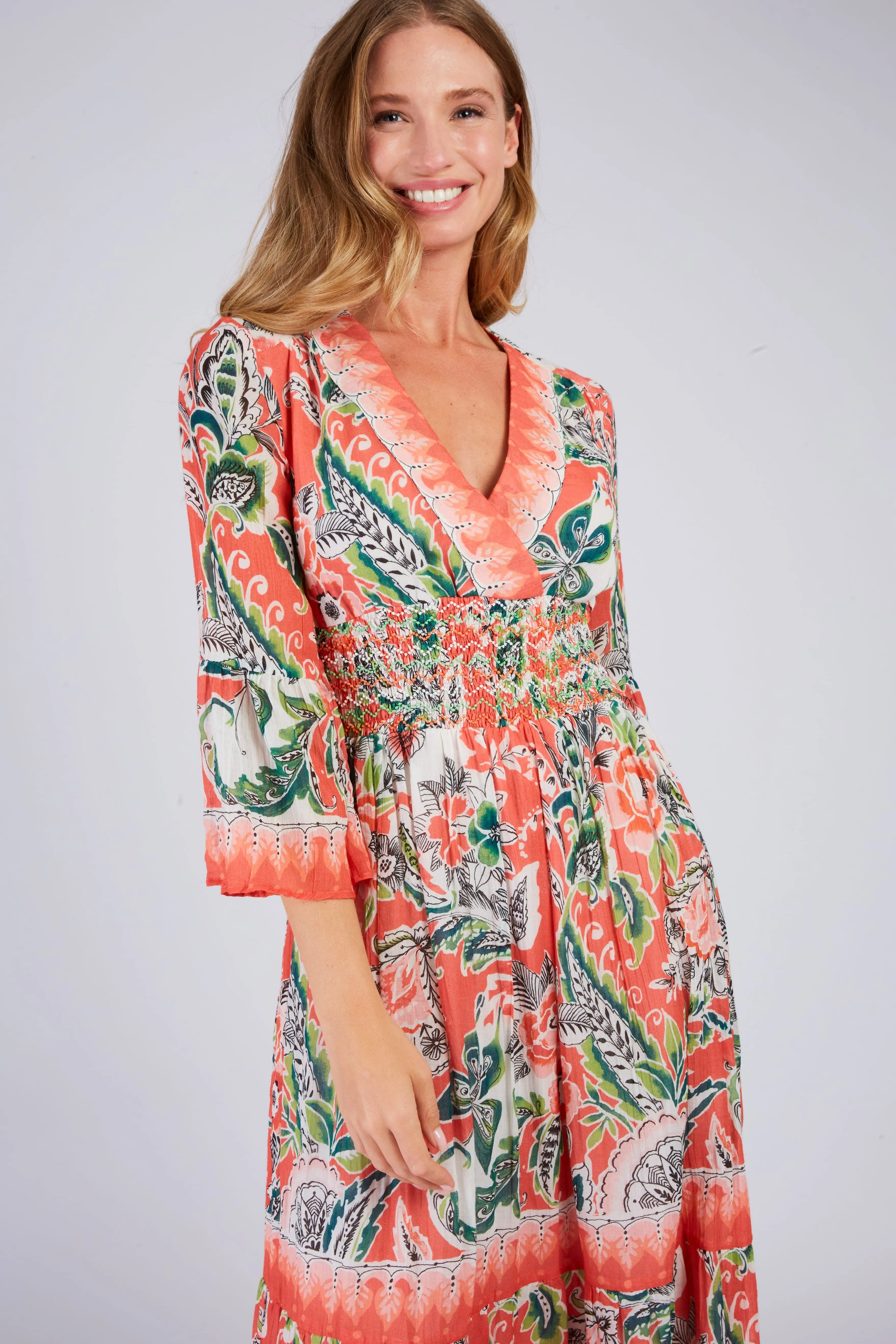 Derhy Floral Chiffon Pleat Dress