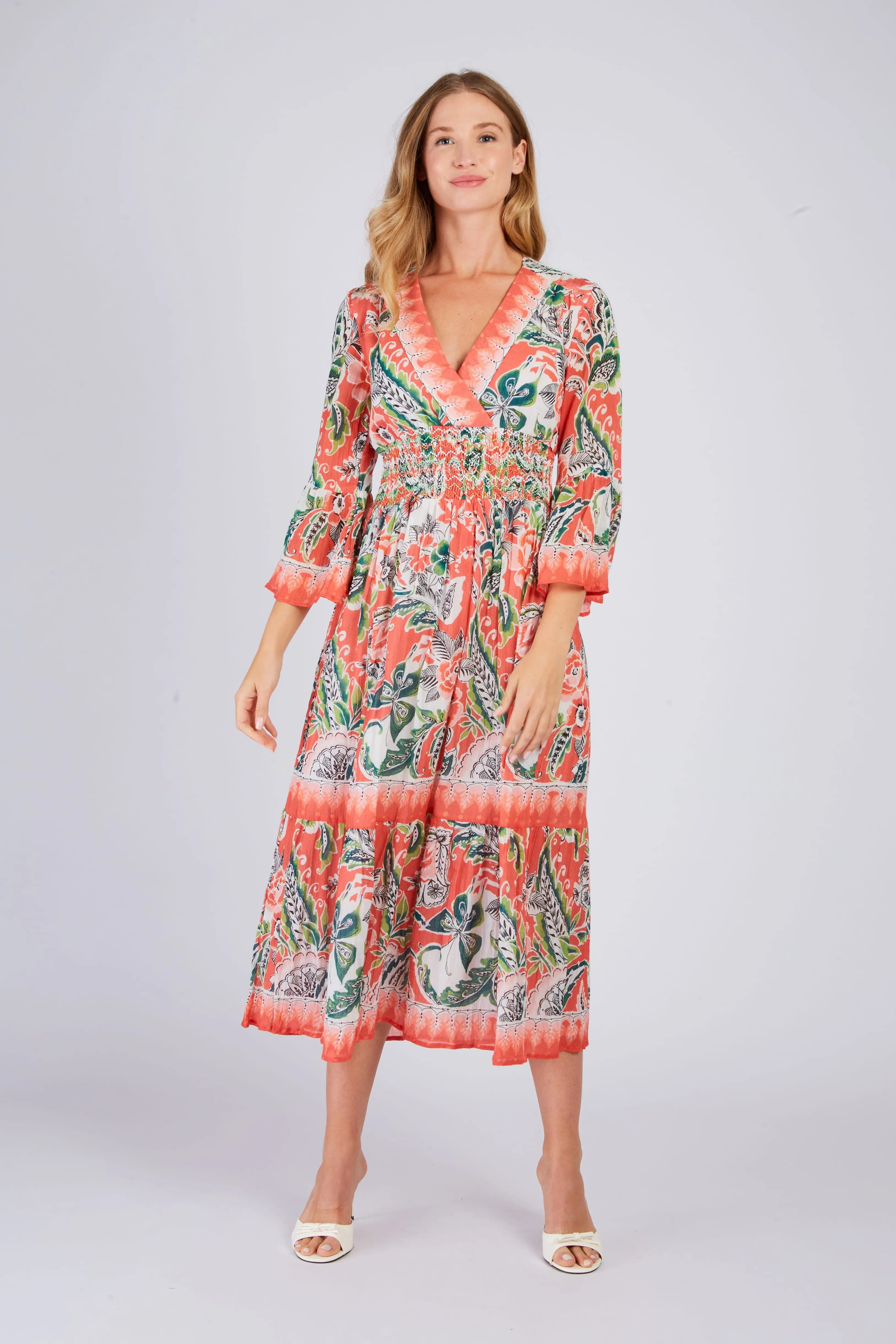 Derhy Floral Chiffon Pleat Dress
