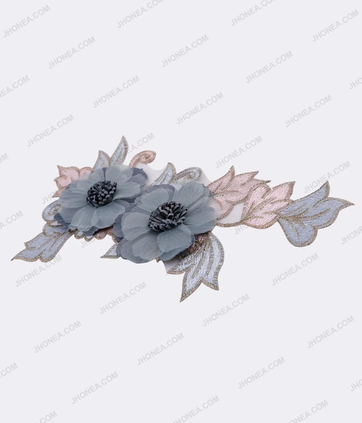 Designer Vibrant Color Teal Flower Cutwork Embroidery Patch
