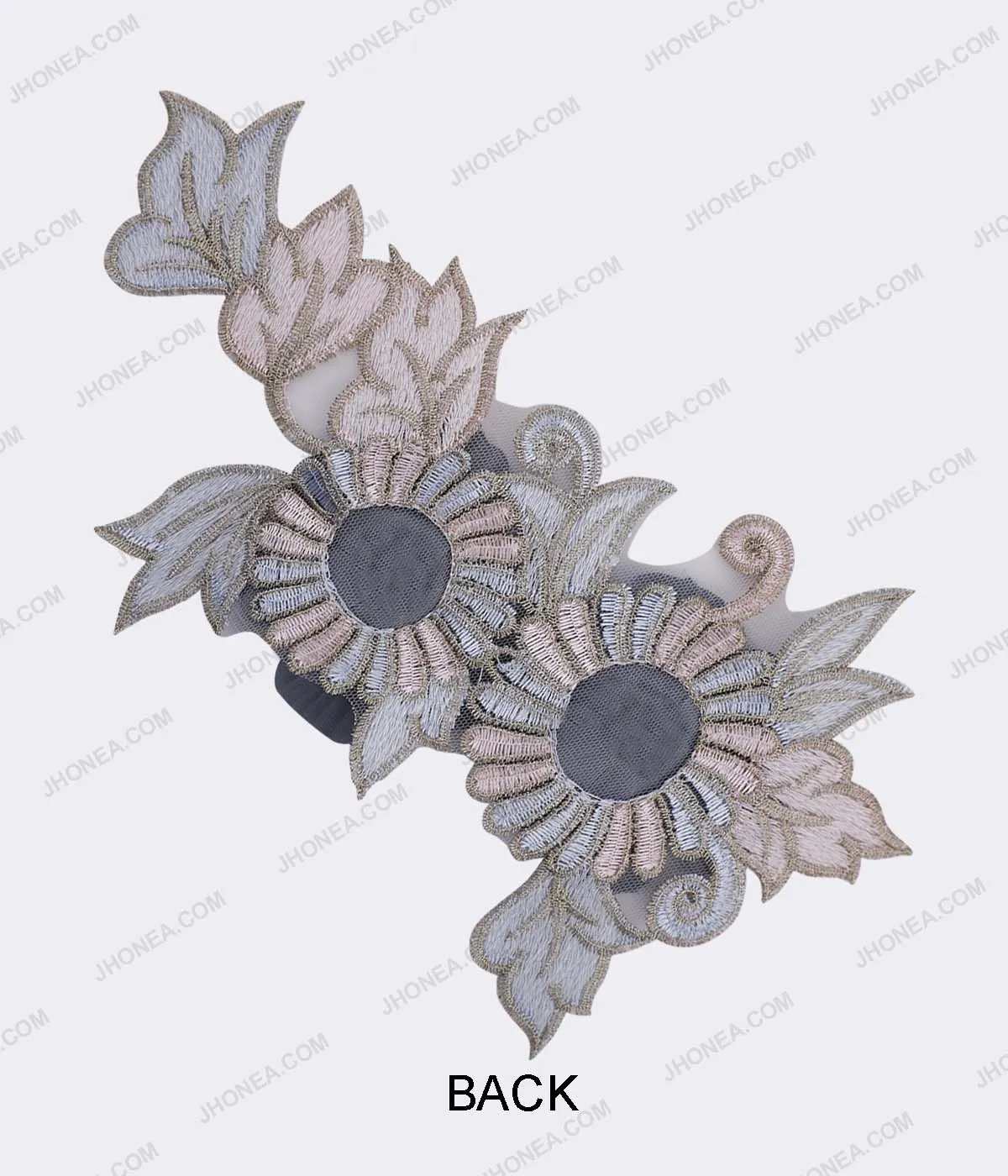 Designer Vibrant Color Teal Flower Cutwork Embroidery Patch