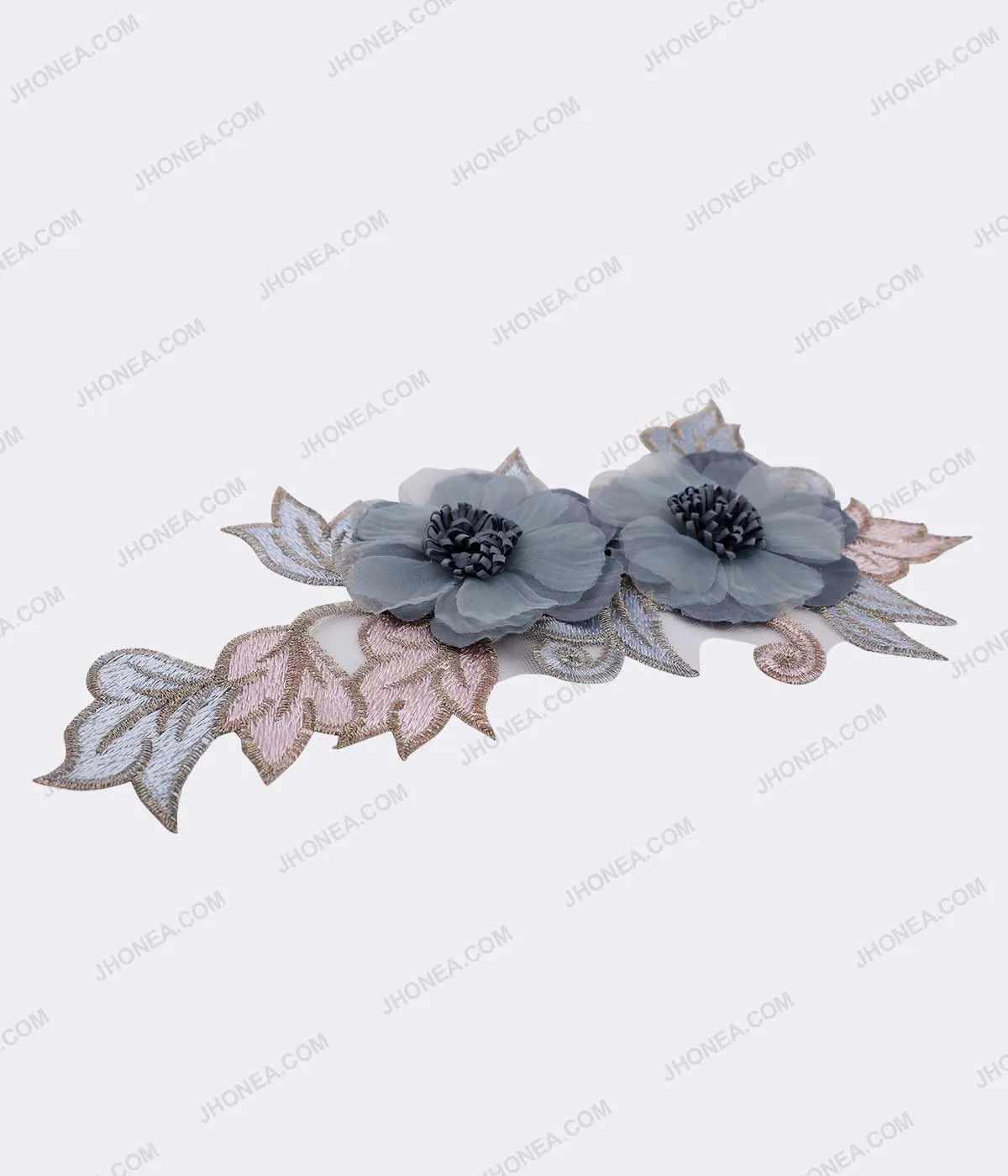 Designer Vibrant Color Teal Flower Cutwork Embroidery Patch