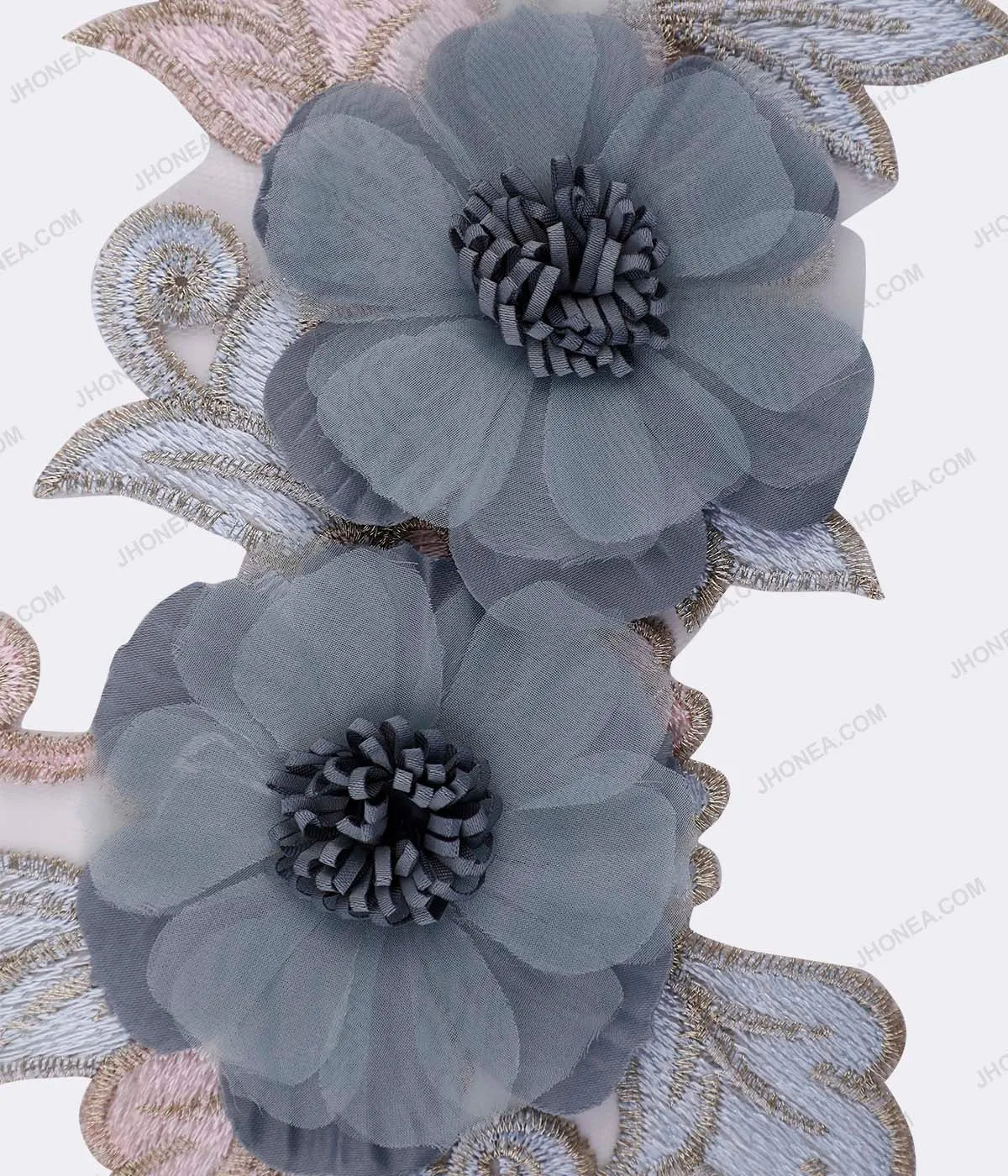 Designer Vibrant Color Teal Flower Cutwork Embroidery Patch