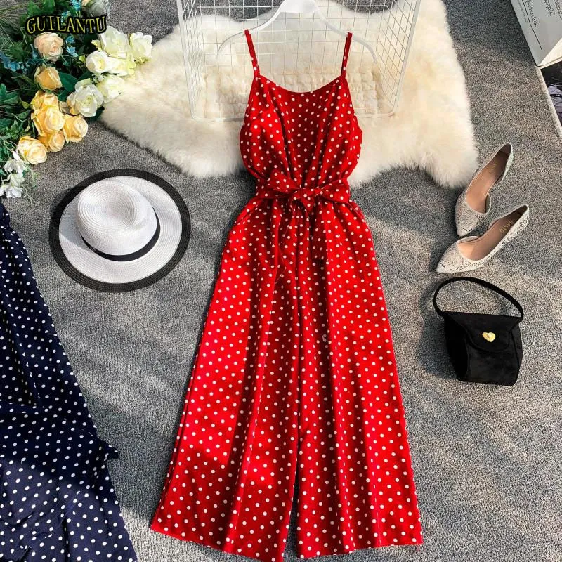 Dot Print Jumpsuit Bodysuits Women Sexy Party Playsuit Summer Female Long Trousers Romper Casual Beach Wide Leg Jumpsuit Ladies