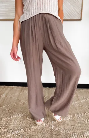Elastic Waist Pull On Wide Leg Pants