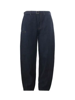 Emporio Armani Elegant Blue Denim Relaxed Fit Trousers