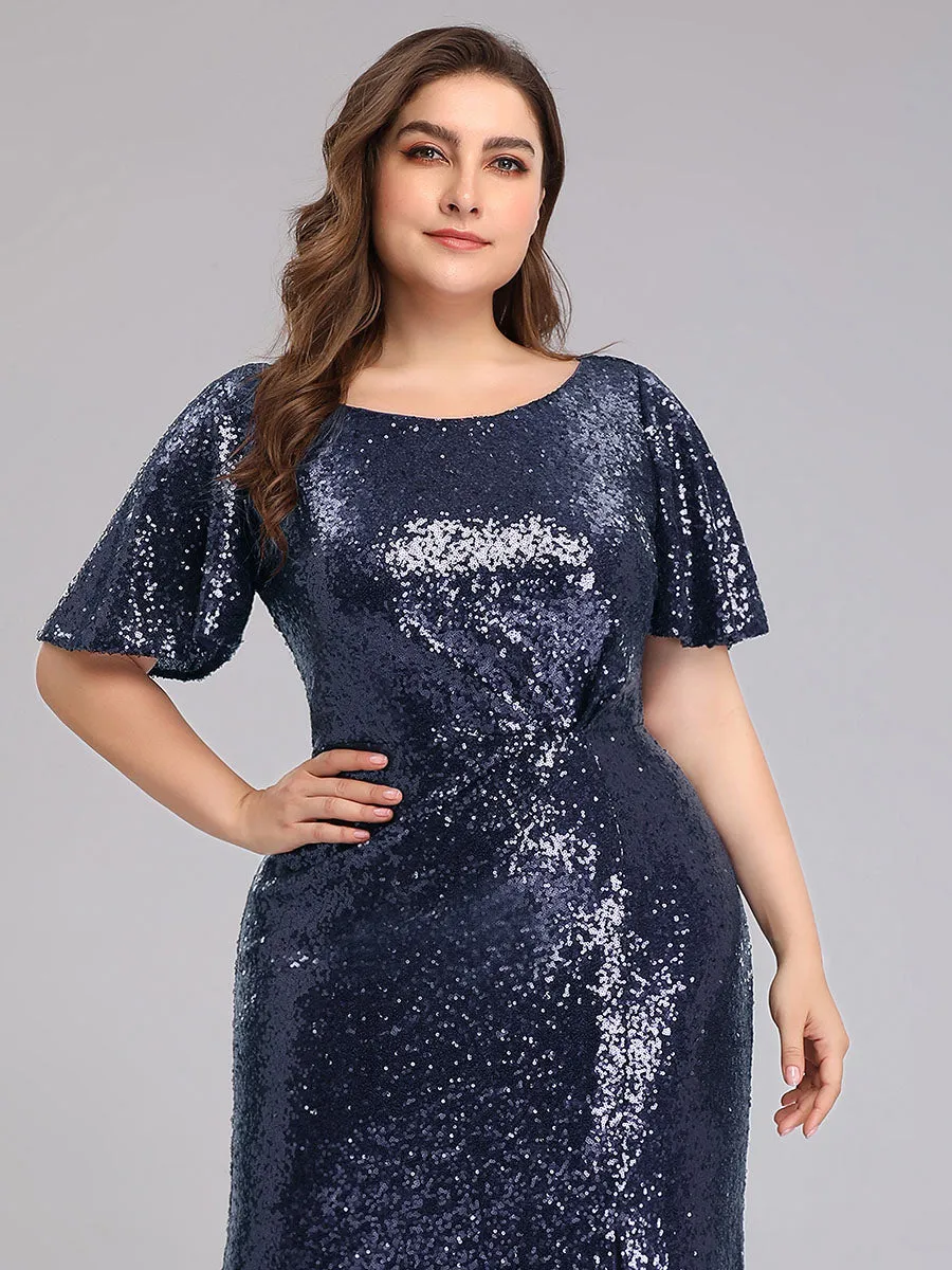 Ever-Pretty Ruffled Sleeves Deep V With Split Evening dresses EP00928
