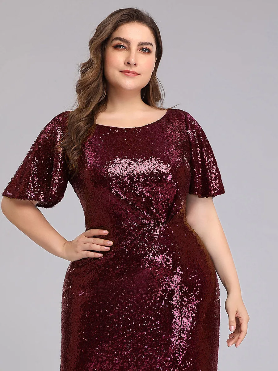 Ever-Pretty Ruffled Sleeves Deep V With Split Evening dresses EP00928